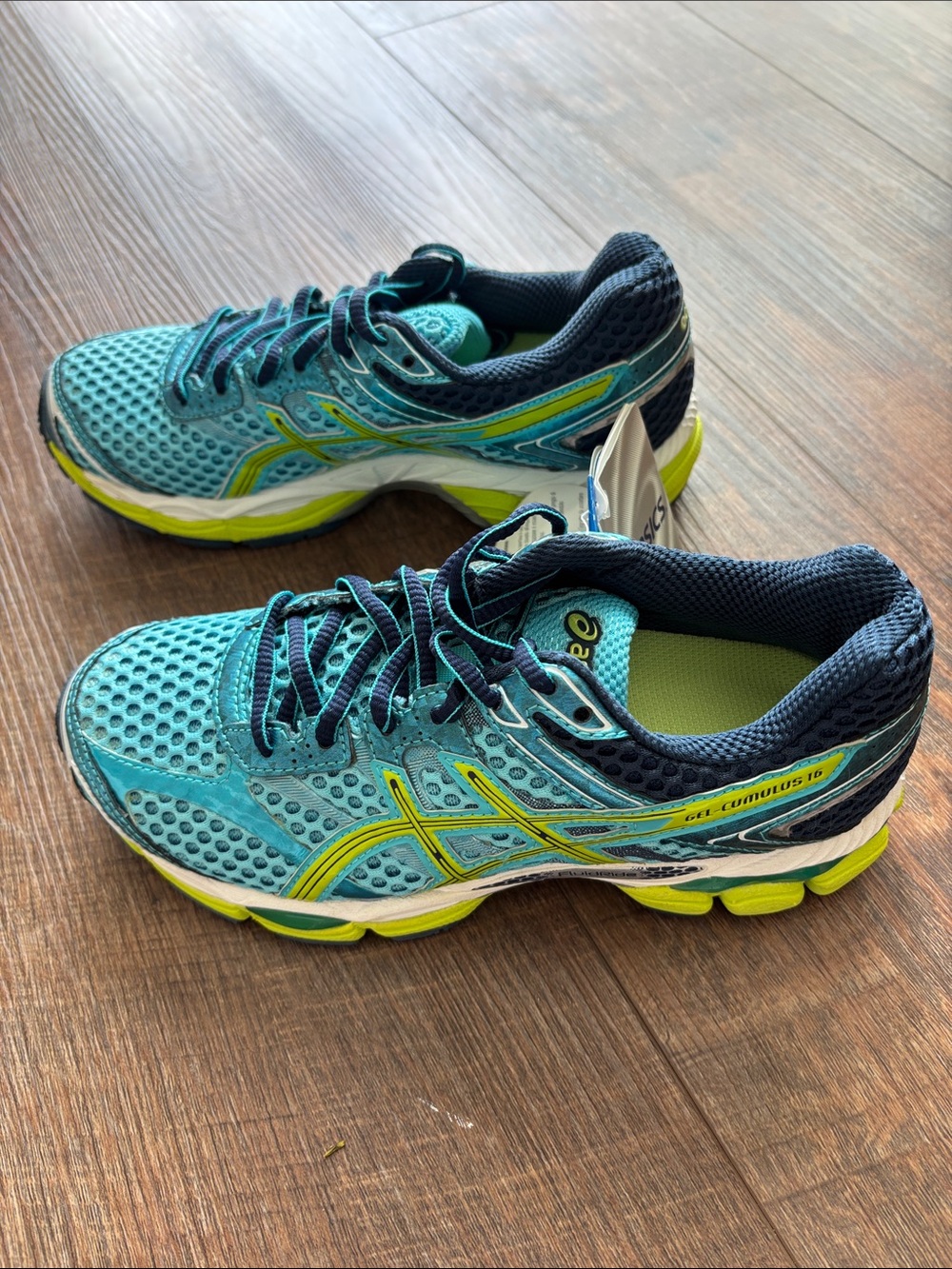 ASICS Women's Running Shoes in Teal and Lime with Navy Accents